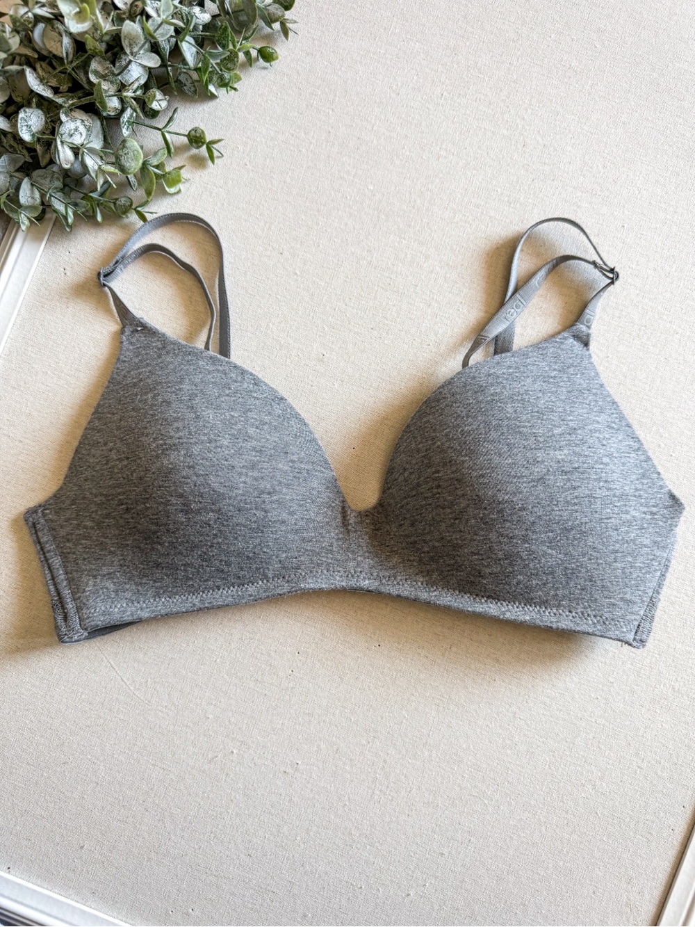 Real Cotton Organic Cotton Wireless Bra 34C Grey NWOT